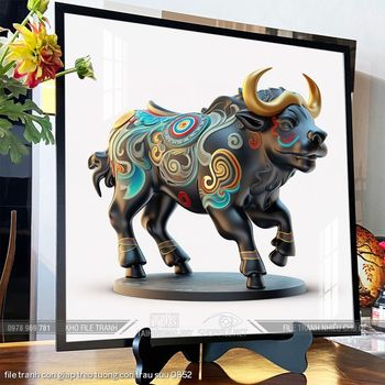 file tranh con giap treo tuong con trau suu 0852