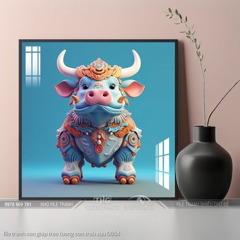 file tranh con giap treo tuong con trau suu 0854