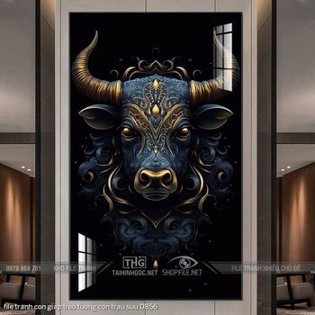 file tranh con giap treo tuong con trau suu 0856