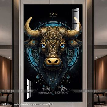 file tranh con giap treo tuong con trau suu 0857