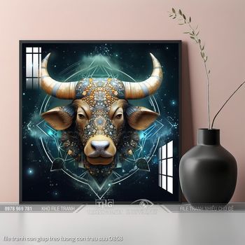 file tranh con giap treo tuong con trau suu 0858