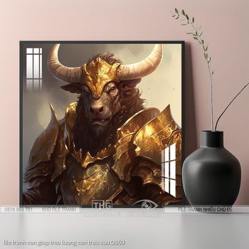 file tranh con giap treo tuong con trau suu 0859