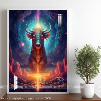 file tranh con giap treo tuong con trau suu 0860