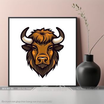 file tranh con giap treo tuong con trau suu 0861