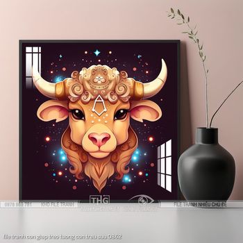 file tranh con giap treo tuong con trau suu 0862