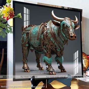 file tranh con giap treo tuong con trau suu 0863