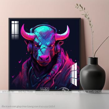 file tranh con giap treo tuong con trau suu 0864