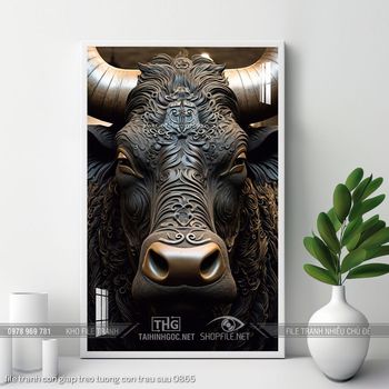 file tranh con giap treo tuong con trau suu 0865