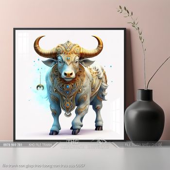 file tranh con giap treo tuong con trau suu 0867