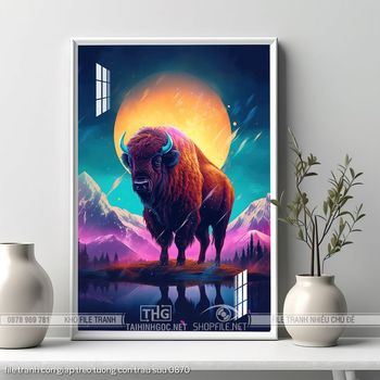 file tranh con giap treo tuong con trau suu 0870