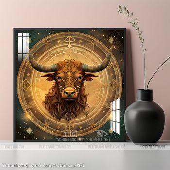 file tranh con giap treo tuong con trau suu 0871