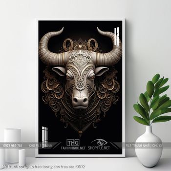 file tranh con giap treo tuong con trau suu 0872