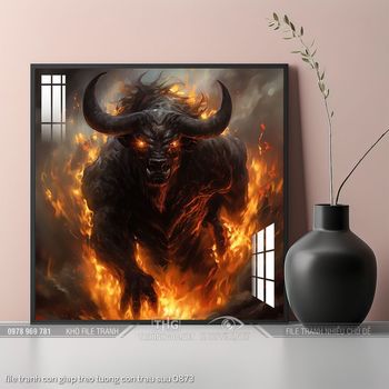 file tranh con giap treo tuong con trau suu 0873