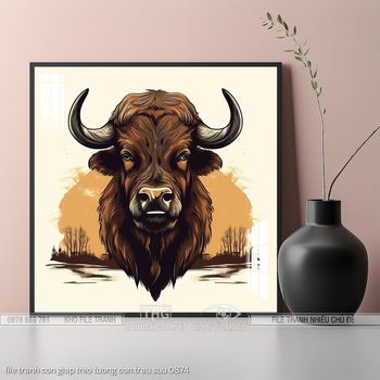 file tranh con giap treo tuong con trau suu 0874