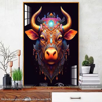 file tranh con giap treo tuong con trau suu 0875