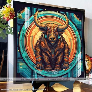 file tranh con giap treo tuong con trau suu 0876