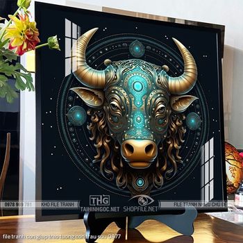 file tranh con giap treo tuong con trau suu 0877