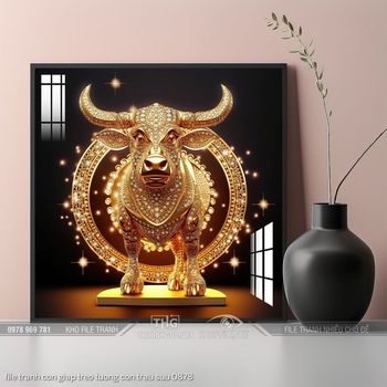 file tranh con giap treo tuong con trau suu 0878