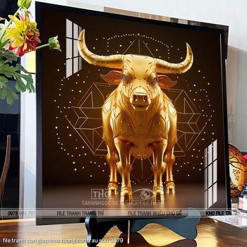 file tranh con giap treo tuong con trau suu 0879