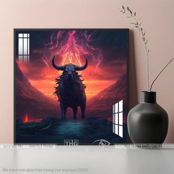 file tranh con giap treo tuong con trau suu 0880