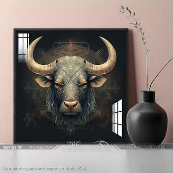 file tranh con giap treo tuong con trau suu 0881