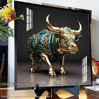 file tranh con giap treo tuong con trau suu 0884