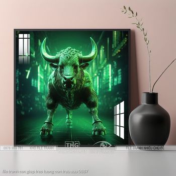 file tranh con giap treo tuong con trau suu 0887