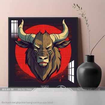 file tranh con giap treo tuong con trau suu 0888