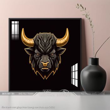 file tranh con giap treo tuong con trau suu 0891