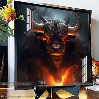 file tranh con giap treo tuong con trau suu 0895