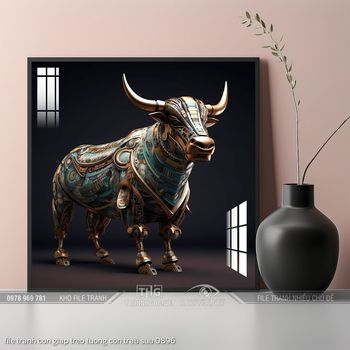 file tranh con giap treo tuong con trau suu 0896