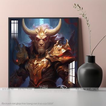 file tranh con giap treo tuong con trau suu 0897