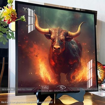 file tranh con giap treo tuong con trau suu 0902