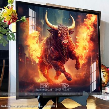 file tranh con giap treo tuong con trau suu 0903