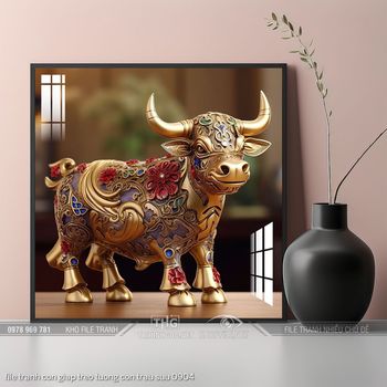 file tranh con giap treo tuong con trau suu 0904