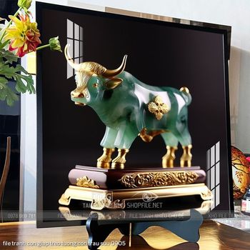 file tranh con giap treo tuong con trau suu 0905