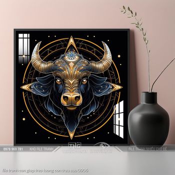 file tranh con giap treo tuong con trau suu 0906