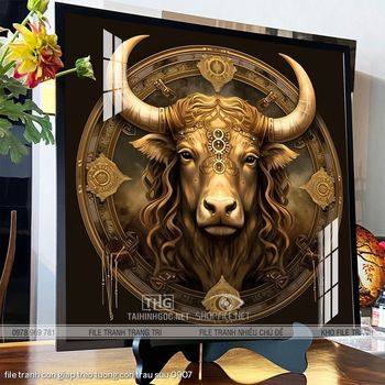 file tranh con giap treo tuong con trau suu 0907