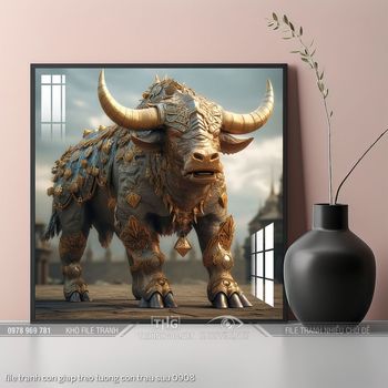 file tranh con giap treo tuong con trau suu 0908