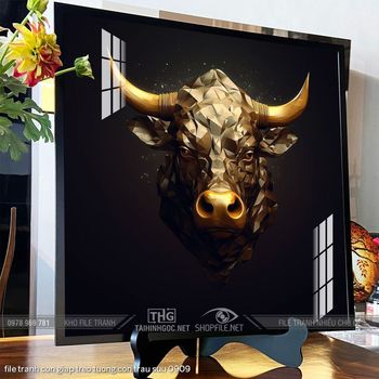 file tranh con giap treo tuong con trau suu 0909