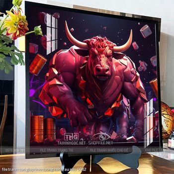 file tranh con giap treo tuong con trau suu 0912