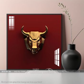 file tranh con giap treo tuong con trau suu 0913