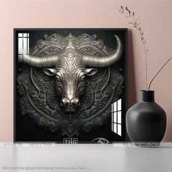 file tranh con giap treo tuong con trau suu 0914