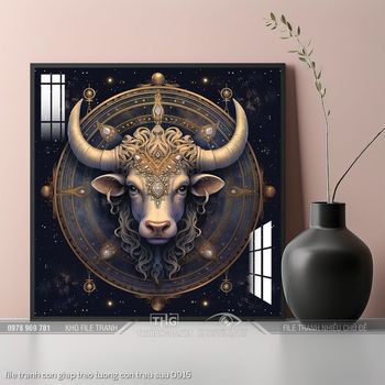 file tranh con giap treo tuong con trau suu 0915