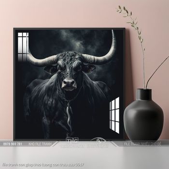 file tranh con giap treo tuong con trau suu 0917