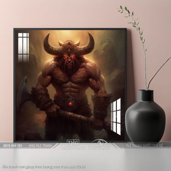 file tranh con giap treo tuong con trau suu 0918