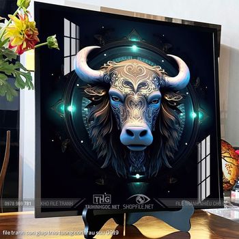 file tranh con giap treo tuong con trau suu 0919