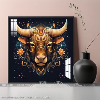 file tranh con giap treo tuong con trau suu 0920