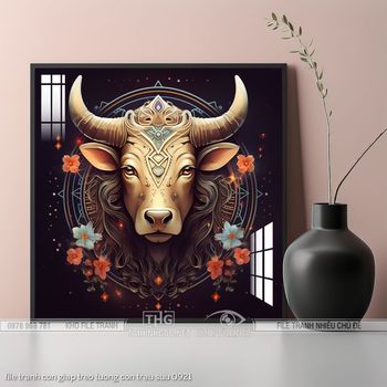 file tranh con giap treo tuong con trau suu 0921