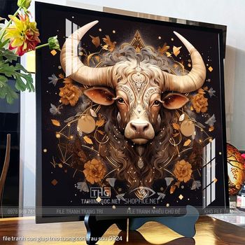 file tranh con giap treo tuong con trau suu 0924